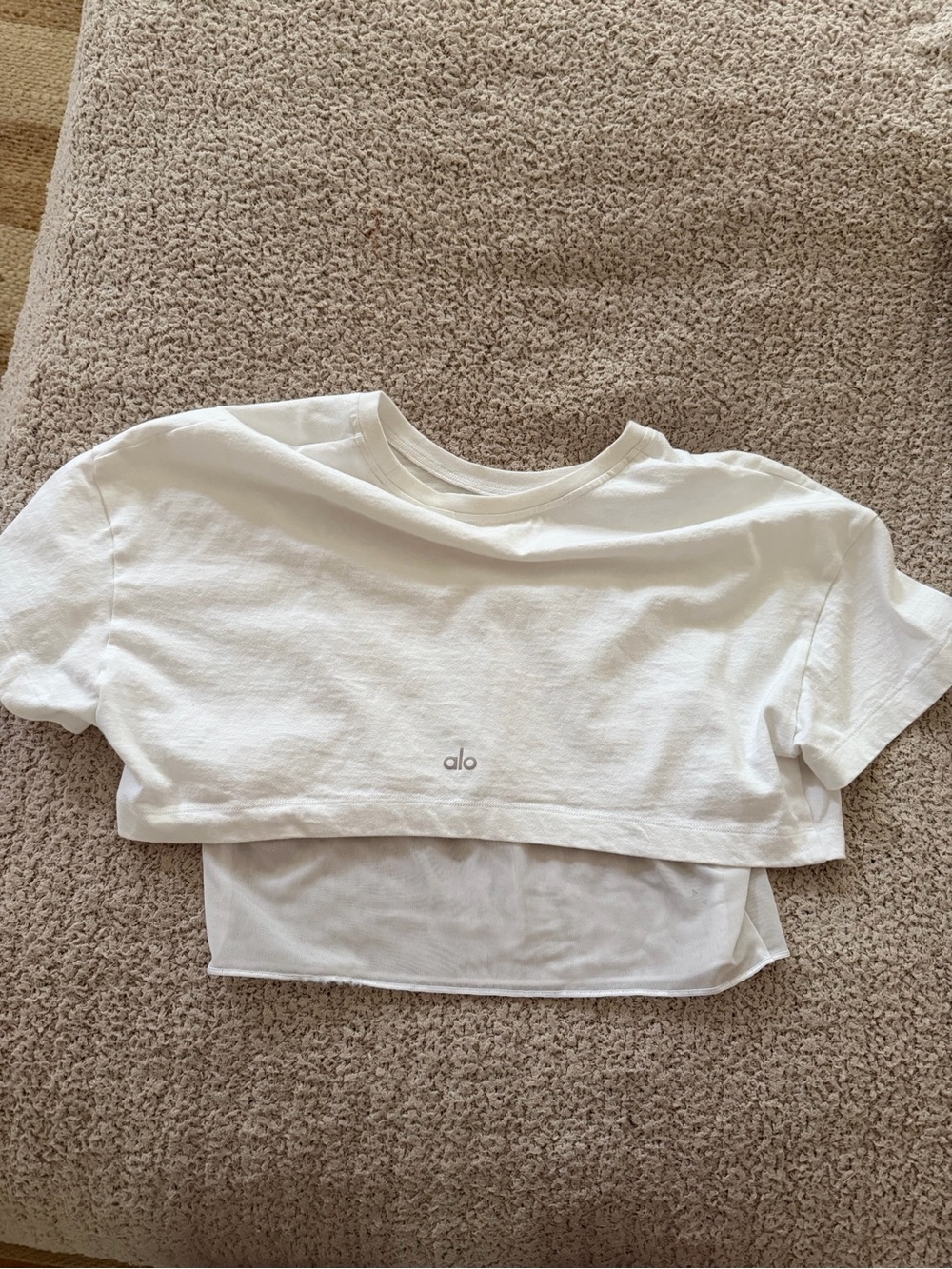 ALO Yoga White tshirt with mesh bottom